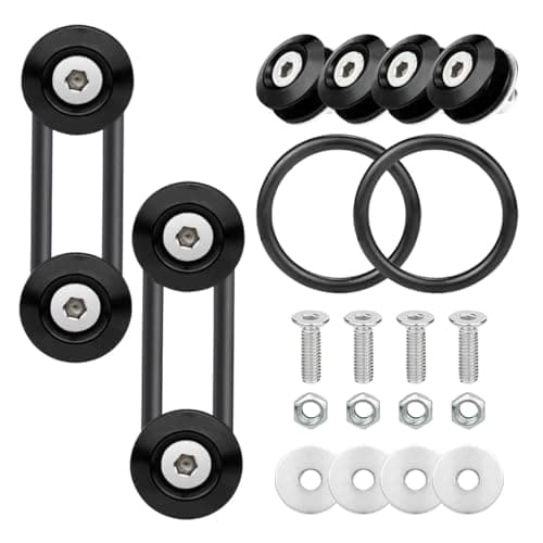 Bumper Trunk Quick Release Kit Quick Release Front Rear Bumper Fasteners Holders with Stainless Steel Screws Kit for Car Bumper 4 Quick Release Tabs with 2 ORings Black