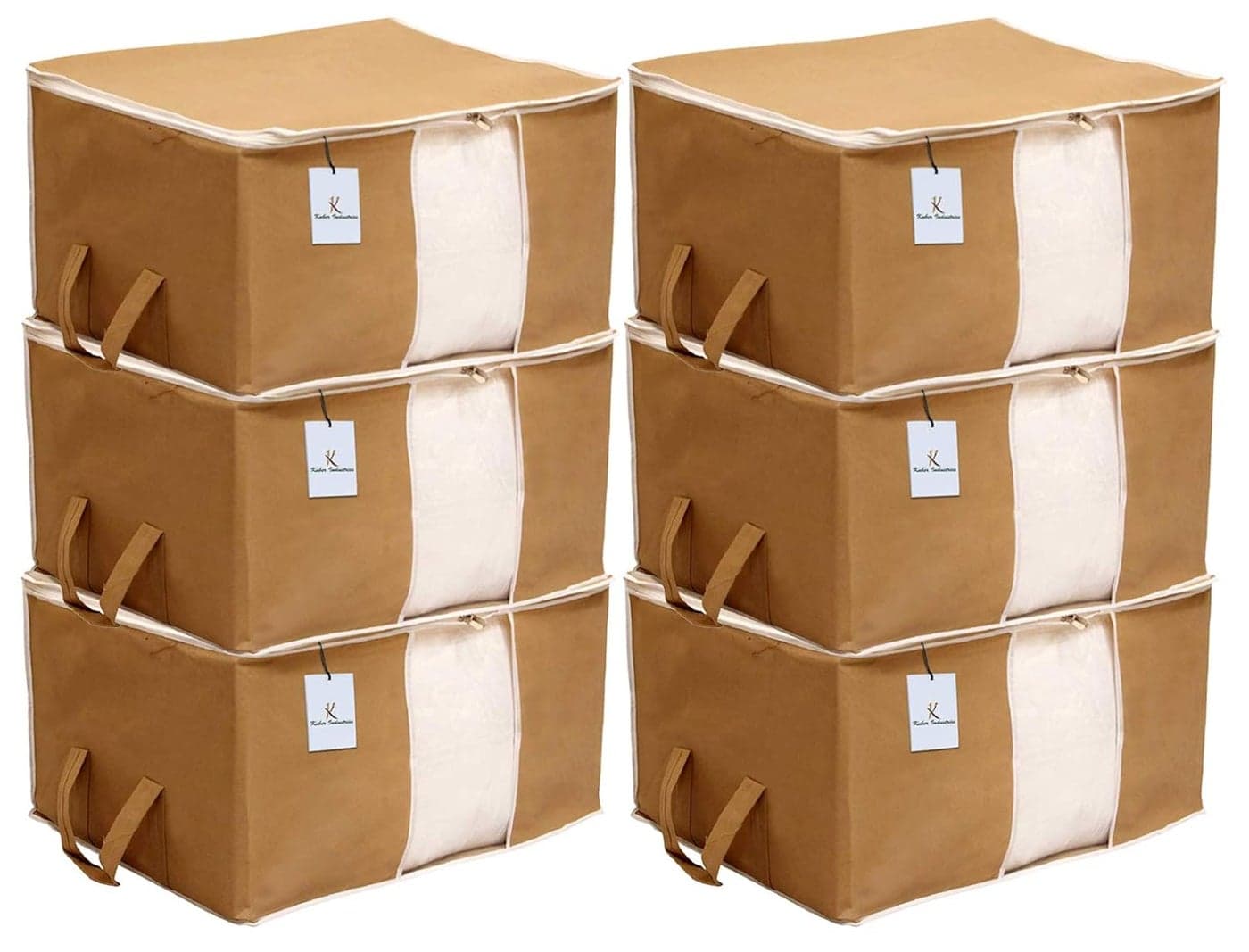 Kuber Industries NonWoven Underbed Storage Bag Storage Organiser Blanket Cover Set Of 6 Brown Extra Large SizeCtktc14159Standard 65 x 47 x 33 Centimeters