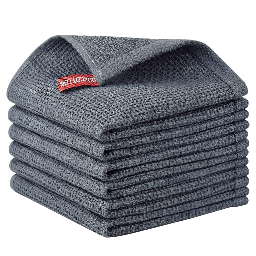 Nialnant 100 Cotton Waffle Weave Kitchen Towels6 Pack Dish Cloths for Washing DishesKitchen Dish Towels 12x12 InchesDark Gray