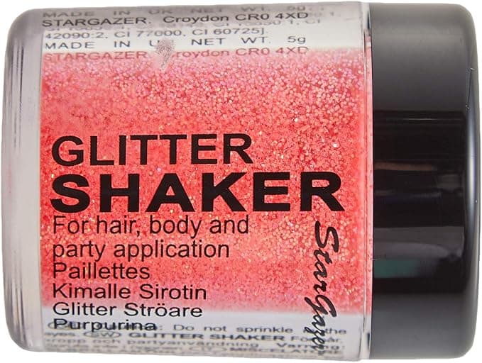 Stargazer Pastel Glitter Shaker Coral Cosmetic glitter powder for use on the eyes lips face body hair and nails