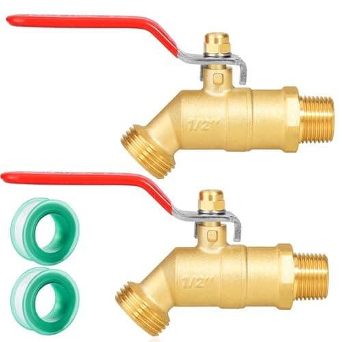 SIGURANTA 14Turn HeavyDuty Brass Outdoor Spigot 12 Male NPT Inlet 34 Male GHT Hose Outlet HighFlow Sillcock Hose Bibb Valve for Garden Watering Long Handle 2PCS