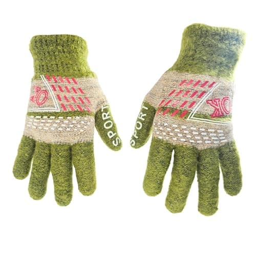 Tomorrow Winter Gloves for Men & Women, Winter Sports Gloves, Warm with Thermal Insulation, Full-Finger Knit Gloves, Extreme Cold Weather Gloves Ideal for Outdoor Activities (Green, Standard)