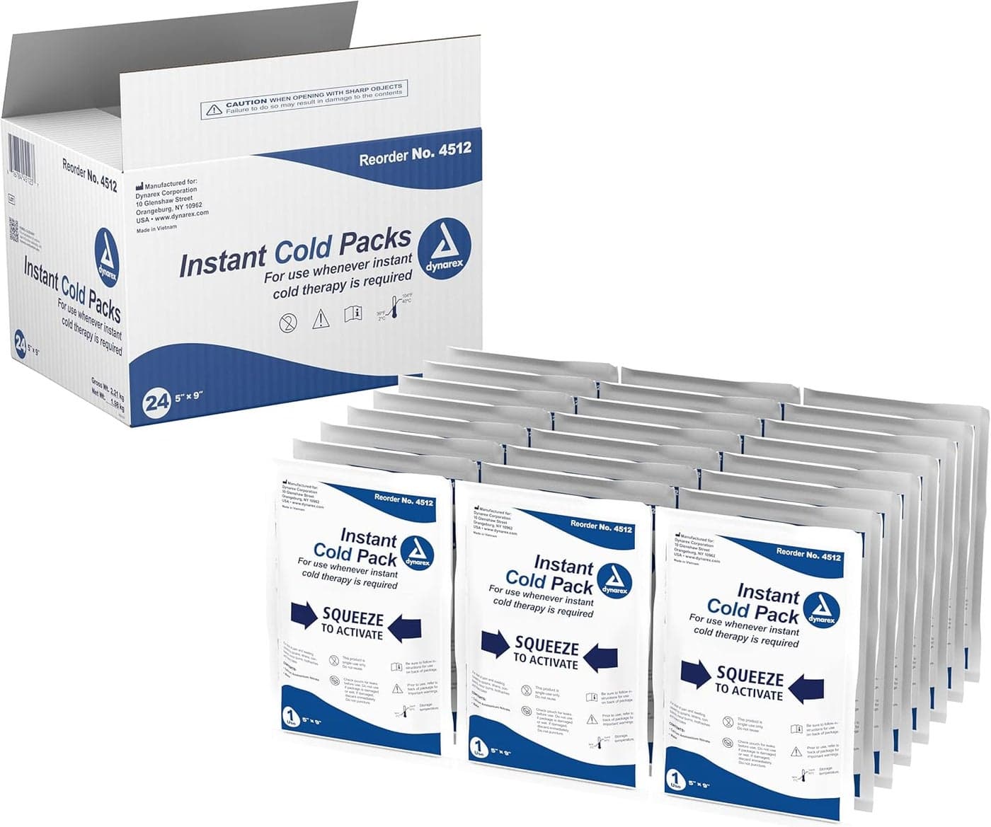 Disposable Ice Packs for Injuries Instant Cold Packs for First Aid Swelling Sprains Abrasions Single Use Cold Pack Cold Compress Packs for Joint Muscle Pain 24Pack 5x9Inch
