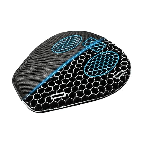 CERITORN Motorcycle Gel Seat Cushion, 3D Honeycomb Shock-Absorbing, Hollow and Breathable, Hel Material is Compressive, Non-Breaking, Non-Hardening, Soft and Comfortable (Four Seasons)