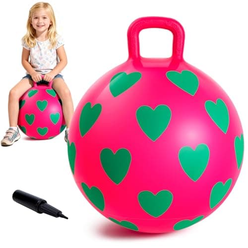 EVERICH TOY Hopper Ball15In Sit On Bouncy Balls with Handle Purple Heart Girls Toys for Indoor Outdoor Active Play Toys Best Balance Hopping Toys for Girls Boys Gifts 3 4 5 6 Yr Old