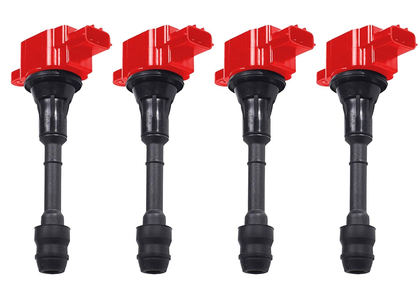 ENA Set of 4 Red Ignition Coil Pack 2.5 L4 Compatible with Nissan 2002 2003 2004 2005 2006 Altima, 2002-2008 Sentra X-Trail, 2010 2011 2012 2013 XTrail Coils for UF350 C1398 1788319