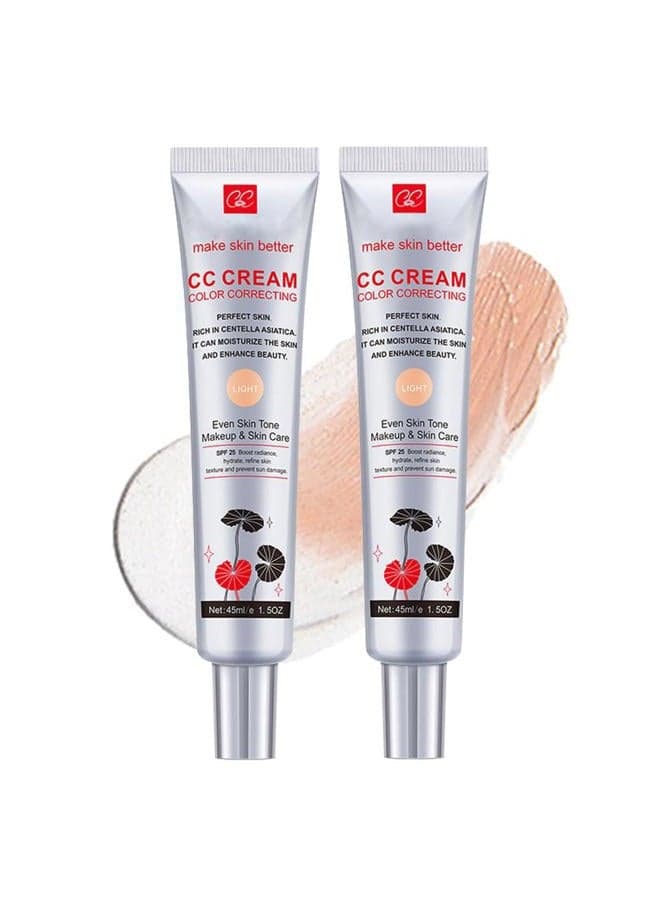 Color Correcting CC Cream with SPF 25, Coverage Lightweight Foundation, Hydrating Serum, Even Skin Tone Makeup and Skin Care, Refine Skin Texture, Avoid Sun Damage