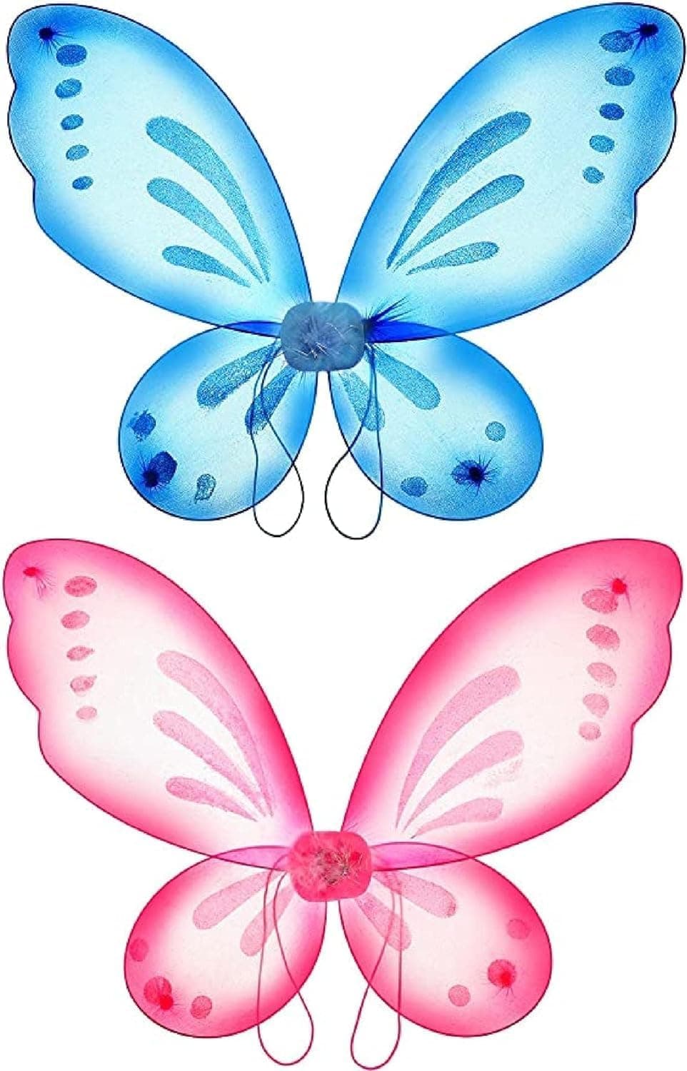 2 Pcs Girls Fairy Wings, Dress up Wings, Butterfly Wing for Kids, Princess Butterfly Costume Wings Set for Birthday Party, Cosplay, Birthday Parties, Halloween, Christmas Fancy Dress Party