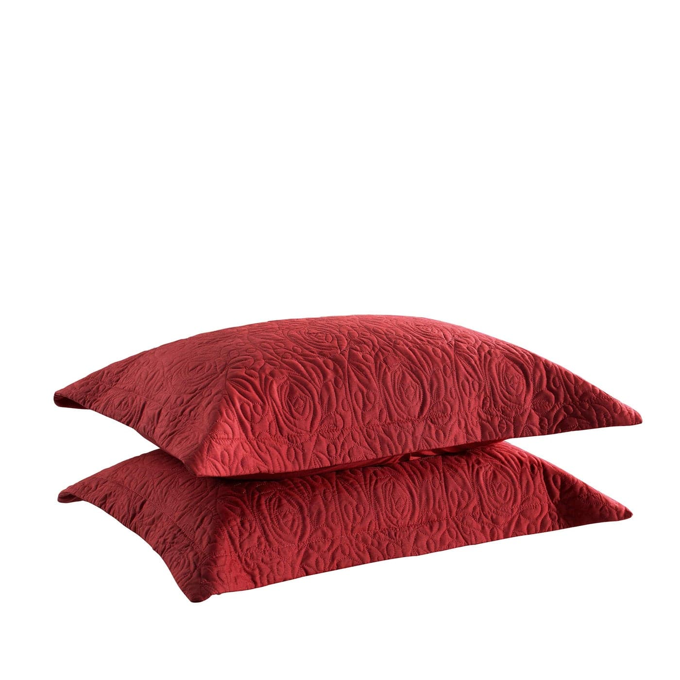 MarCielo 2Piece Embroidered Pillow Shams King Decorative Microfiber Pillow Covers Set King Size Red