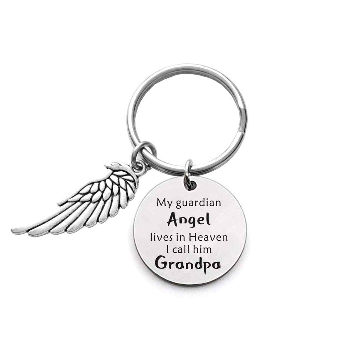 Grandpa Memorial Keychain - My Guardian Angel Lives in Heaven I Call Him Grandpa - Grandpa Memorial Gift in Memory of Grandfather Cremation Remembrance Gifts
