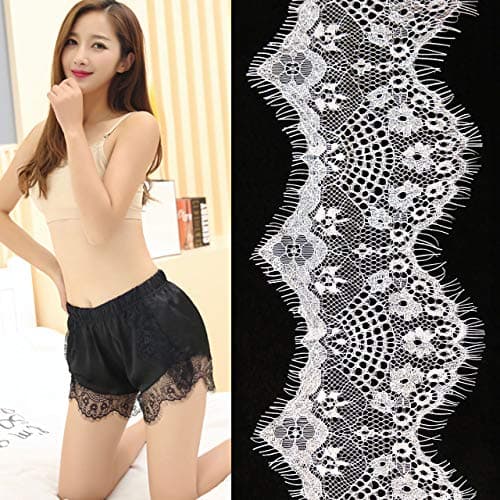 Onwon 4 inches Width Floral Pattern Embroidery Lace Trim Inelastic Eyelet Fabric for Sewing Curtain Tablecloth Slipcover Bridal DIY Clothing Decorations Accessories White
