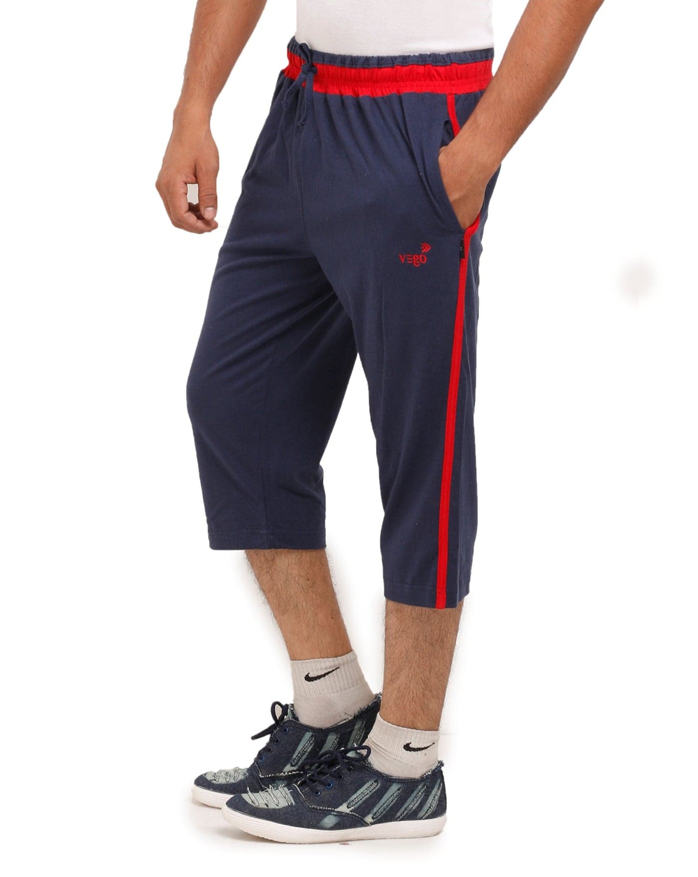 Vego Mens Cotton Three By Fourth, 3/4, Capri, Three Quarter Ink Blue Regular