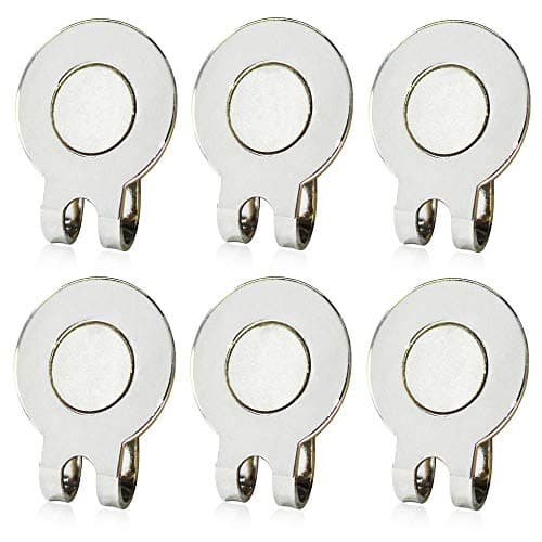TXIN 6 Pieces Golf Cap Clip Ball Marker Holders, Silver Magnetic Golf Hat Clip Magnetic Golf Ball Marker Holder for Pants Hats Bags