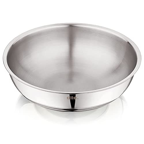 Allo Triply Stainless Steel Tasla|Ideal Tasla for Curry/Stir-Fry/Deep-Fry/DryVeg/Saut Induction Friendly, Heavy Base Kadhai Naturally Non-Stick | 10 Years Warranty 32cm, 6.8 litres