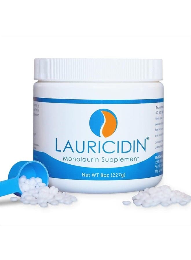 Monolaurin Supplement for Immune Support - Gut Health - High Potency Monolaurin Pellets, 3000mg per Serving- 227g per 8oz Jar