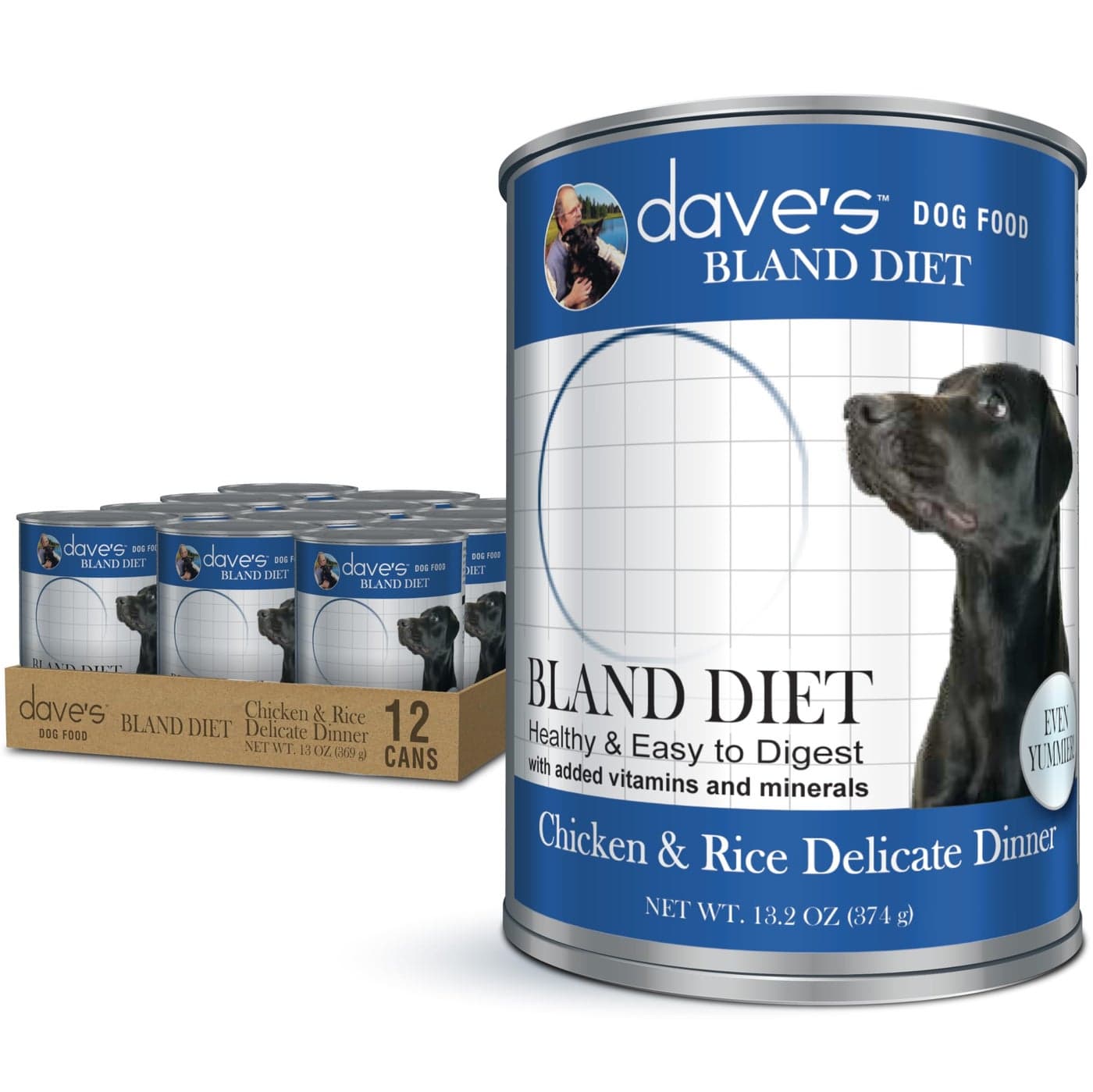 Daves Pet Food Bland Diet Dog Food Chicken Rice Sensitive Stomach Easy to Digest GlutenFree Digestive Care Wet Canned 132 oz Case of 12