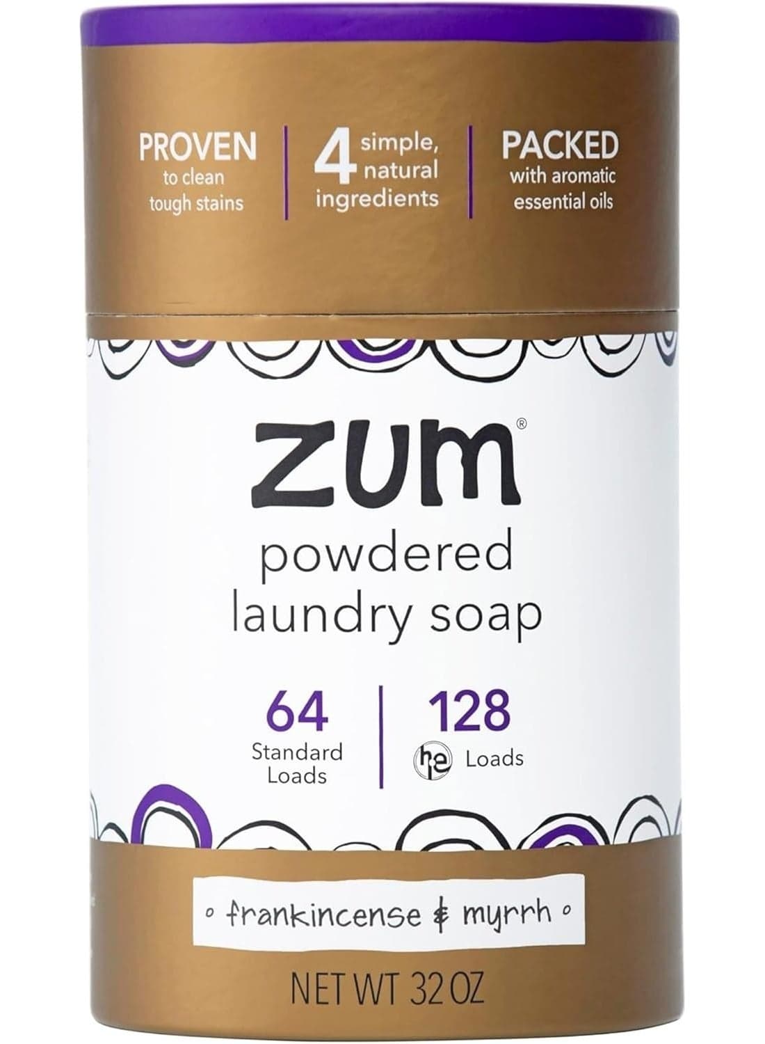 ZUM, Powdered Laundry Soap, Frankincense & Myrrh, 32 oz