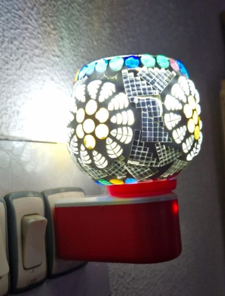 LUNAGARIYA Leaf Printed Kapoor Dani with Night LampElectric Aroma Oil DiffuserCamphor Mosquito Repellent Machine Bakhoor Dhoop Dani Glass Plastic Incense Holder06