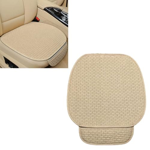 HHZL 2PCS Car Seat Cushion Covers, Car Seat Cover Pad Front Bottom Protector Mat with Storage Pocket, Breathable Comfortable Auto Front Cushion Pad Mat for Most Vehicle and Office Accessories(Beige)