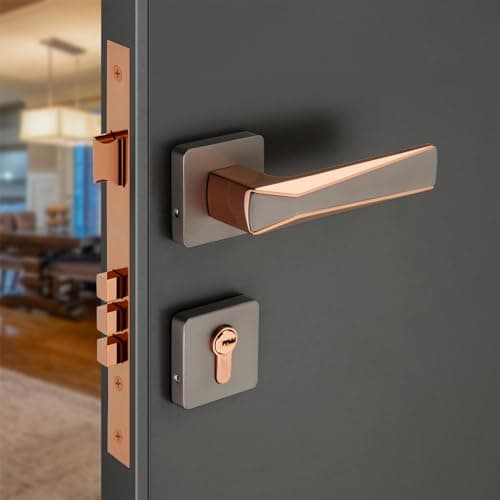LAPO Heavy Duty Mortise Door Lock Handleset | Rose Gold Matt Finish | 3 Brass Keys & Lockbody | Main Door Lock for Home, Bedroom, Office, Hotel | 3-Year Warranty