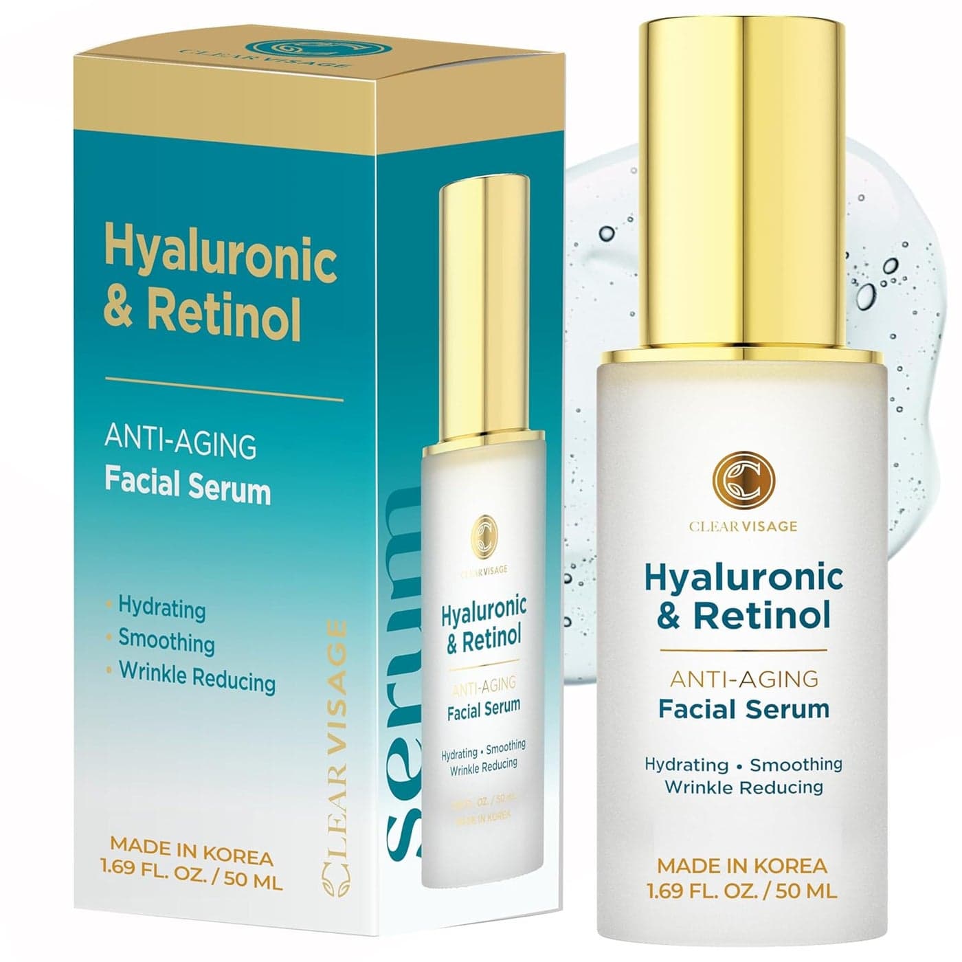 Hyaluronic Acid Serum For Face Dermatologist Tested Hya Retinol Ultra Hydrating Serum AntiAging Radiant Glowing Complexion Wrinkle Reduction Clean Beauty Korean Skin Care
