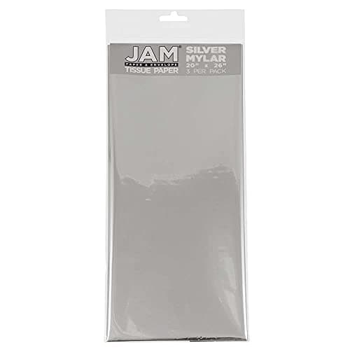 JAM PAPER Tissue Paper Silver Mylar 3 SheetsPack
