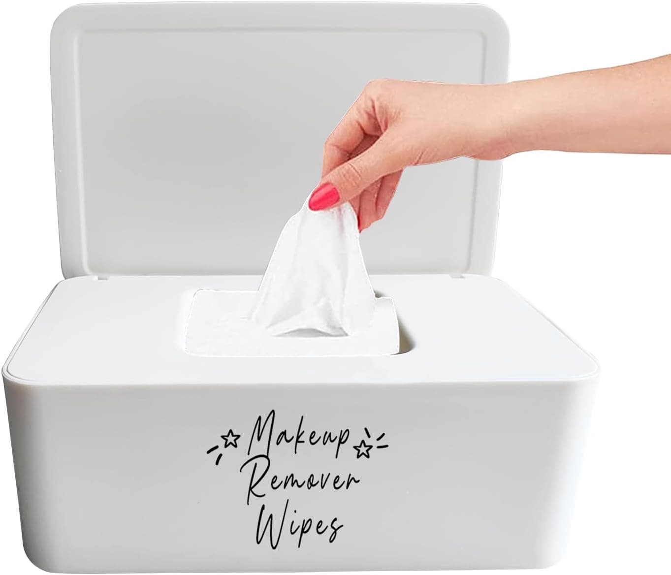 Moorfowl Makeup Remover Wipes Container728 L 480 W 275 H Makeup Wipes Holder Dispenser Chic for Bathroom Vanity Dressing Table White