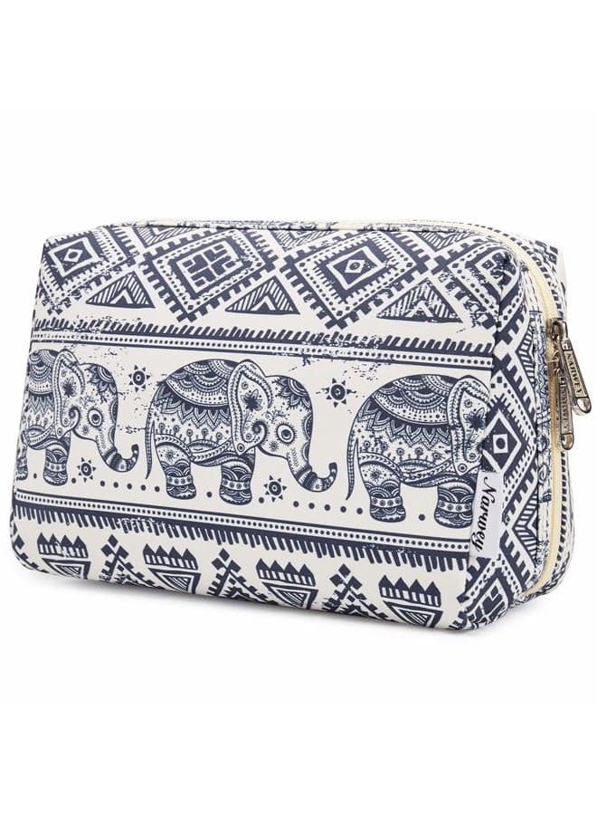 Large Makeup Bag Zipper Pouch Travel Cosmetic Organizer for Women and Girls (Large, Elephant)