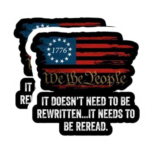 eDesign 2Pack We The People American Flag Vinyl Sticker Decal 4 Inches United States Patriotic Car Decals for Truck SUV Van Window Bumper Wall Laptop Tablet Waterbottle and Any Smooth Surface