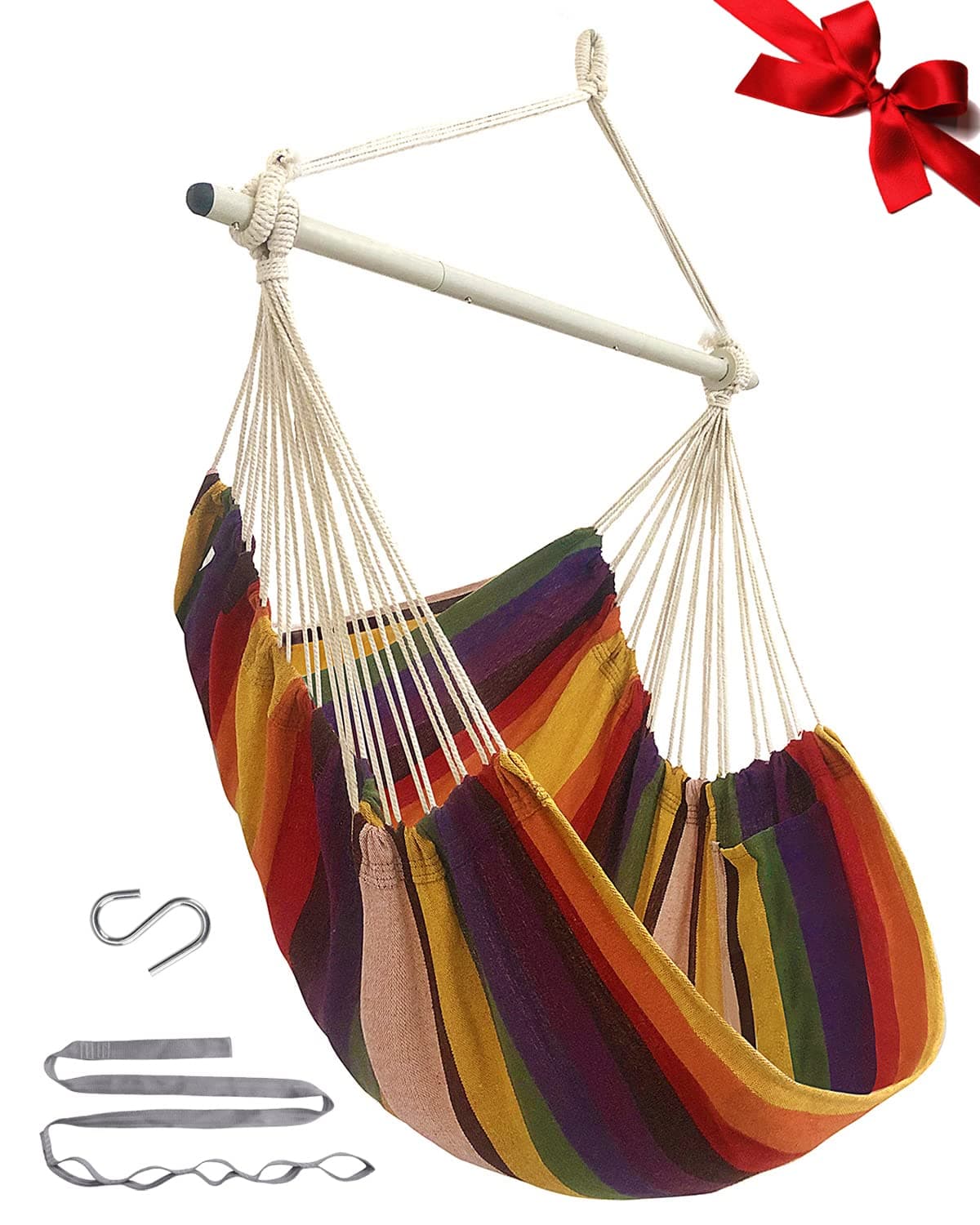 MIZTLI Hammock Chair Swing Indoor Hammock for Bedroom - Max 500 Lbs-Steel Spreader Bar with Anti-Slip Rings-Indoor & Outdoor
