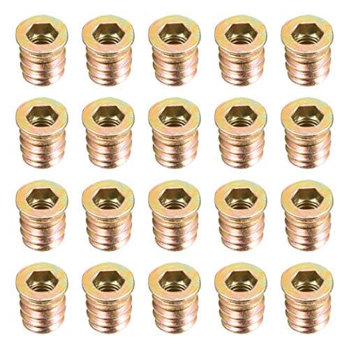 uxcell Wood Furniture M6x13mm Threaded Insert Nuts Interface Hex Socket Drive 20pcs