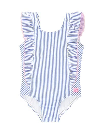 RuffleButts® Girls Periwinkle Blue Seersucker Waterfall One Piece - 2T