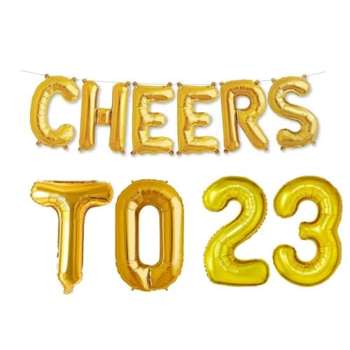 Balloonistics Cheers to Twenty Three Foil Balloon Combo Number 23 Foil balloon for Birthday and Anniversary