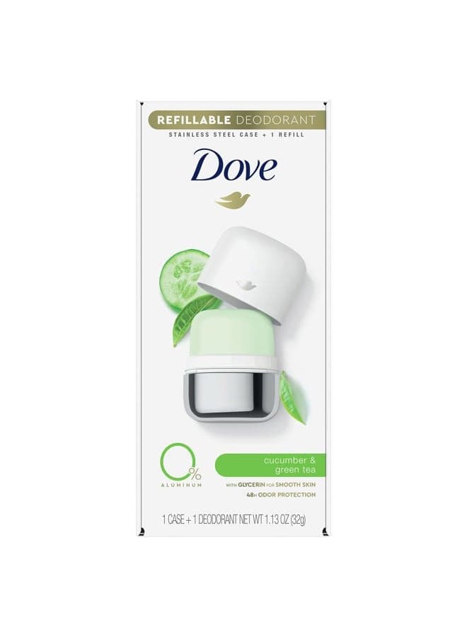 Refillable Deodorant Starter Kit Deodorant For Women Cucumber & Green Tea 0% Aluminum 1.13 oz