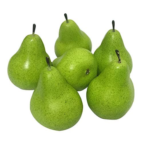 J-Rijzen 6pcs Fake Pears Artificial Fruits Vivid Green Pear for Home Fruit Shop Supermarket Desk Office Restaurant Decorations Or Props (Green)