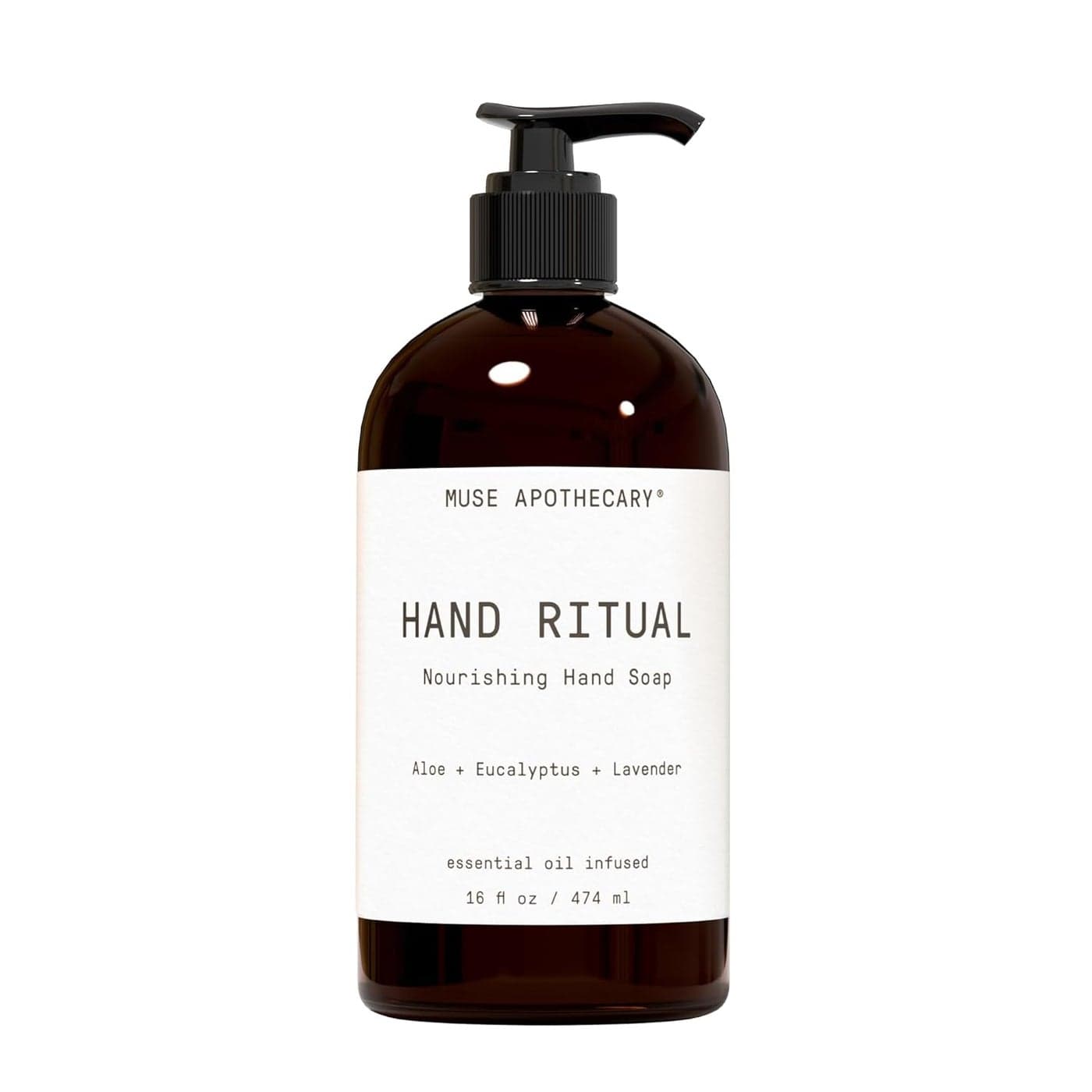Muse Apothecary Hand Ritual Aromatic and Nourishing Hand Soap Infused with Natural Aromatherapy Essential Oils USDA Certified Biobased 16 oz Aloe Eucalyptus Lavender