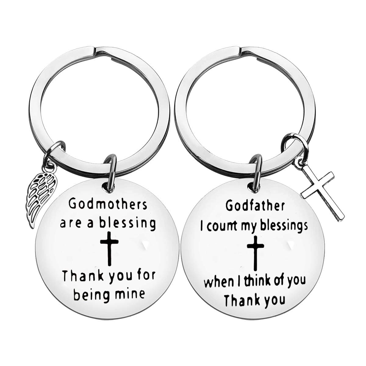 Dabihu Godparent Gifts from Godchild Gift for Baptism Godmother Keychain Godfather Keyring First Communion Gift Thank You Gift for Godparent Baptism Keyring Christening Gift for Godmother Godfather