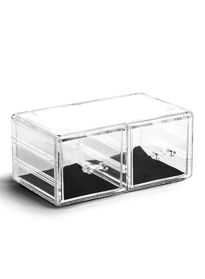 THE MANHATTAN SERIES Acrylic Makeup Drawer Organizer- 2 Drawer Short | Clear Beauty Organizers and Storage| Cosmetic & Makeup Drawer| Home Organization| Jewelry & Vanity Accessories Drawers