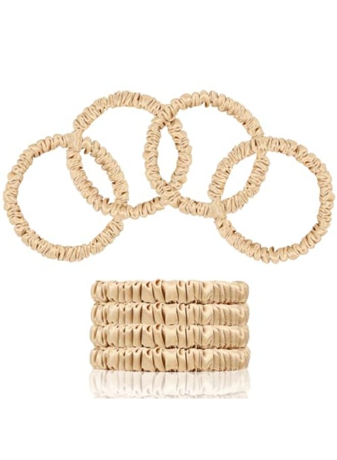 SEMRUE Mulberry Silk Hair Ties 4 PCS 100 Pure 22 Momme Mulberry Silk Hair Scrunchies for Women Sleep Elastics Hair Care No Damage Champagne Gold4
