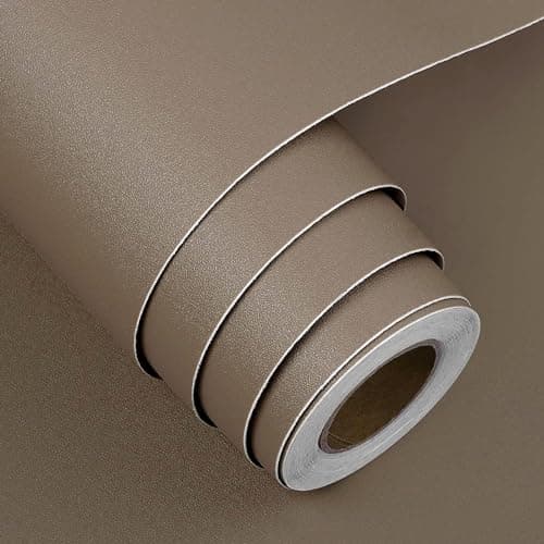 FunStick 24"x200" Tan Brown Peel and Stick Wallpaper for Bedroom Brown Contact Paper for Cabinets Peel and Stick Removable Wall Paper Sticker for Bathroom Walls Drawers Furniture Renters Waterproof