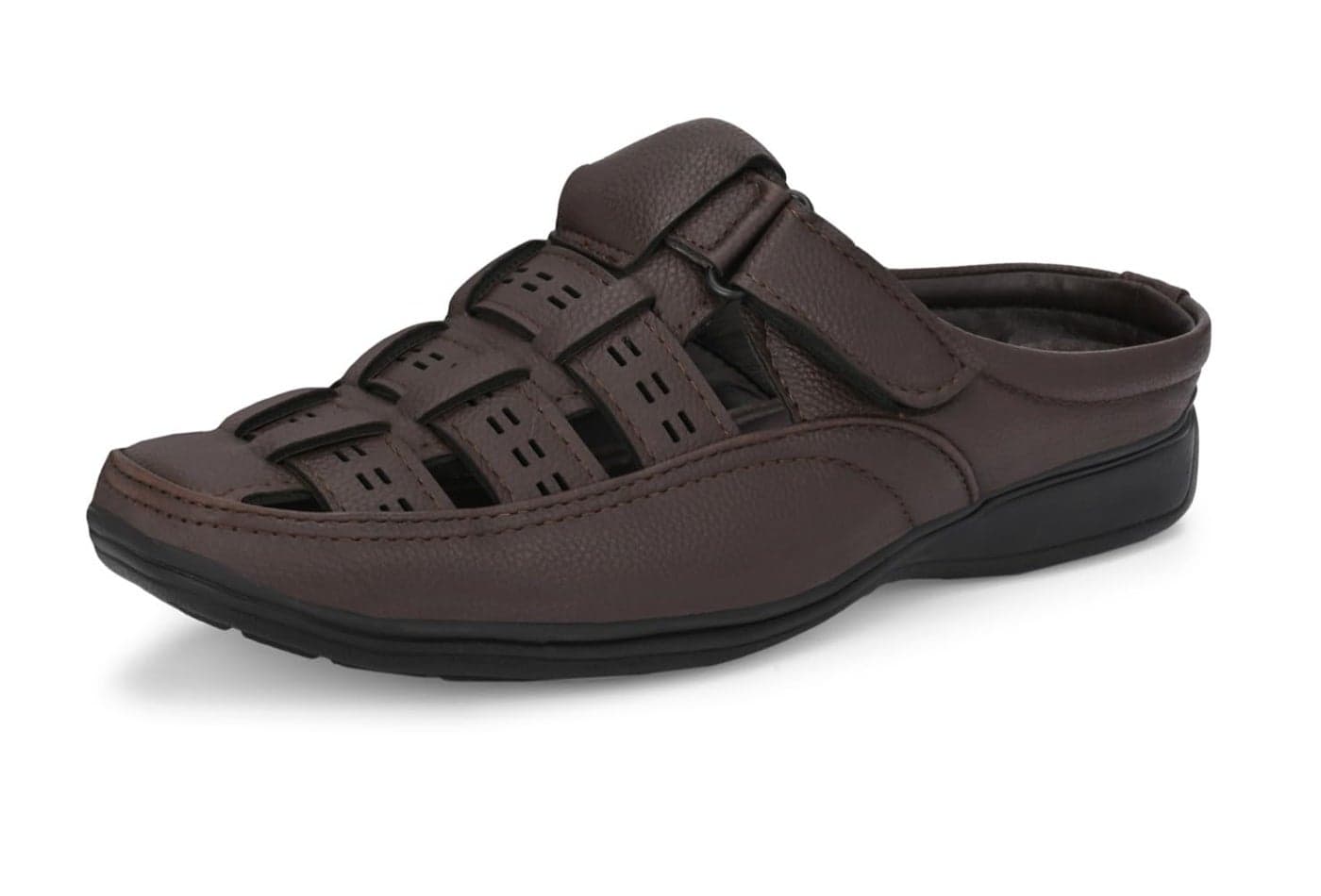 Shooz Brown Leather Half Sandals for Men | Casual Open Backless Sandal Footwear - 10 UK