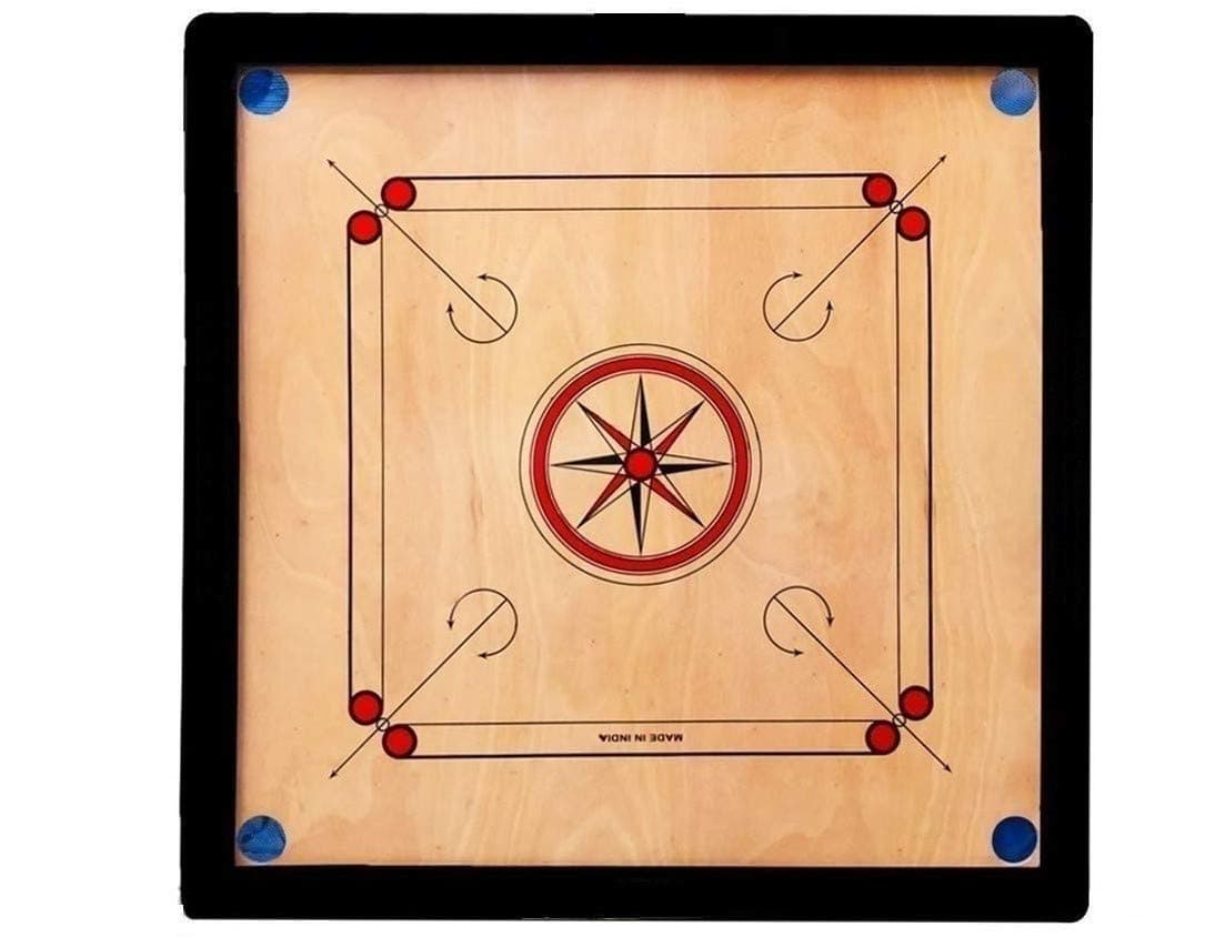 SONU SPORTS CO. SPORTS GOODS 36 Inch Carrom 6 Mm Thick Matt Finish 3" Border With Coin Set + Powder, Adults, Kid