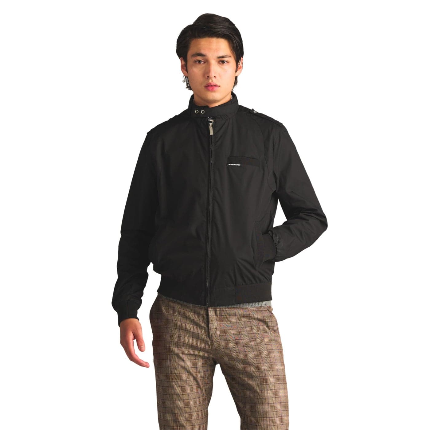 Members Only Mens Classic Iconic Racer Slim Fit Jacket Black Large