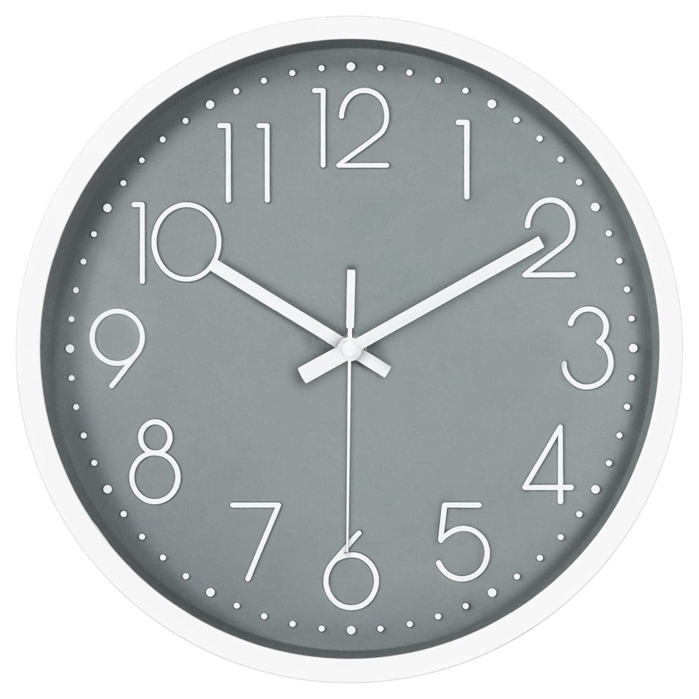 JUSTUP 12in NonTicking Wall Clock Silent Battery Operated Wall Clock with ABS Frame HD Glass Cover for Kids Living Room Bedroom Kitchen School Office Decor Gray
