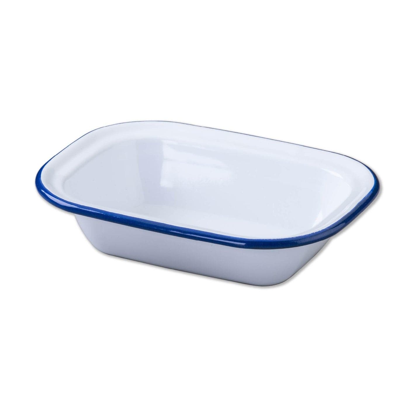 Zenker Enamel Small Oblong Pie Dish Vintage Design Suitable for Oven and Stove Dishwasher Safe Oven Tray Enamel Cookware Traditional Pie Tin 22x165x5cm White Blue