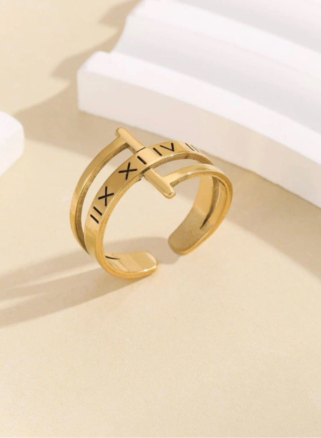 18k Gold Plated Stainless Steel Ring Size 7