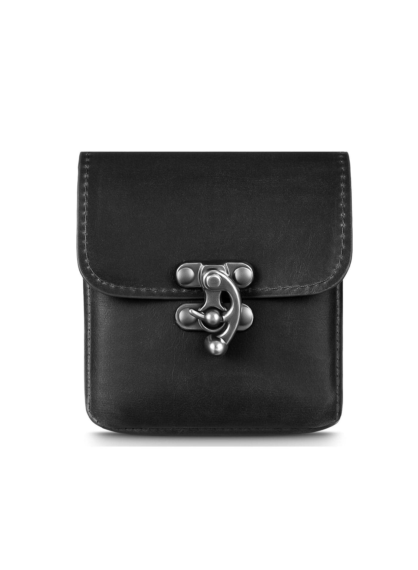 Small Waist Bag, Vintage Leather Belt Pouch, Medieval Pouch for Cell Phone or Other Projects Casual Hiking Traveling, Black