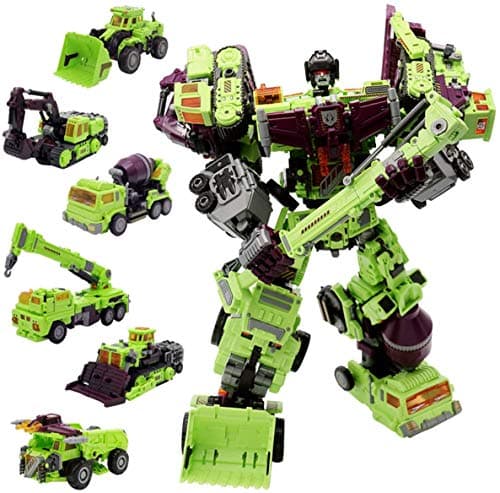 NBK Deformation Oversize Toys Robot Devastator Engineering Combiner 6 in 1 Action Figure Car Truck Model Gift for Kids Boys Green