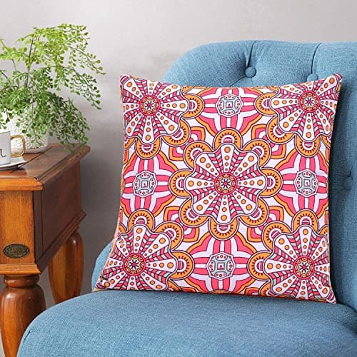COZY FURNISH Designer Decorative Throw Cushion Covers,Pack of 2,Square Printed Cushion Covers,24X24(Inches),200 GSM Satin Twiel Cushion Covers