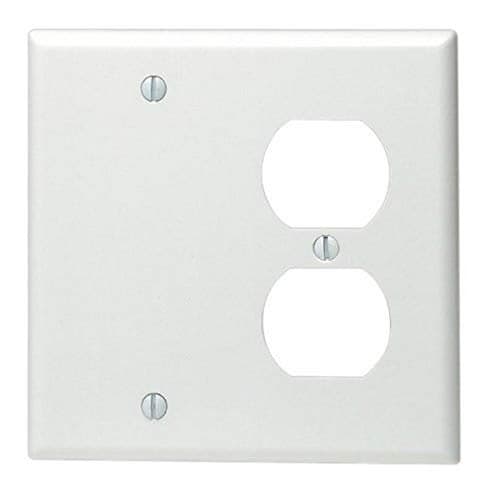 Leviton 2-Gang 1-Duplex 1-Blank Device Combination Wallplate, Standard Size, Thermoset, Box Mount, 88008, White